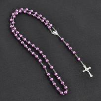 Imitation Pearl Cross Pendant Necklace Vintage Style Religious Pendants  Catholic Rosary