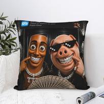 Tung Tung Sahur John Pork Motion At Your Front Door Pillow Case Novelty Pillow Cover Pillowcases For Wedding Party Home Decor 66X66CM black