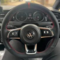 Pynimo natūralios odos automobilio vairo užvalkalas Volkswagen VW Golf R MK7 Golf 7 GTI VW Polo Scirocco 14-16 Daugkartinio naudojimo automobilio interjeras style10