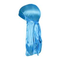 100% gryno šilko pirato kepurė 19 Momme Unisex gatvės šokio galvos apdangalas Apsauga nuo UV spindulių Reguliuojama su ilgu galu kepurė 19mm Silk Pirate Hat Sky Blue blue