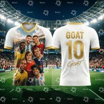 2026 Pele,Maradona,Messi Football Jersey GOAT Match & Training Kit Summer Sports T-Shirt Children's Clothing Tee Y2k 4XL