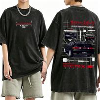 Washed Vintage Anime Initial D AE86 Double Sided Print T-shirt Cartoon Fujiwara Takumi T-shirts Men Women Fashion Manga T Shirts XL black