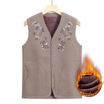 Močiutės šilta liemenė pliušinė sutirštinta rankovių neturinti striukė vidutinio amžiaus motinos liemenė vilnos liemenės didelio dydžio 4XL XL kava