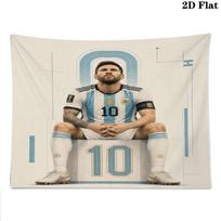 Leo Messi Wall Tapestry Aesthetic Wall Hanging Printed Fabric Blanket Decorative Tapestries for Bedroom Living Room Home Decor 100cm x 150cm beige
