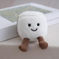 Cute Fun Two Marshmallow Keychain Cotton Candy Tone Cute Soft Two Tone Keychain Bag Pendant Accessories Dolls Pendant Xmas Gifts white gray