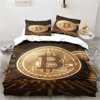 3D Printed Bitcoin Graphic Bedding Set for Boys Girls Duvet Cover And Pillowcase Twin Queen King Full Single Double Sizes EU Single 135*200cm/53x79in 3pcs black