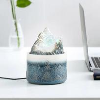 Zen Relaxation Tabletop Feng Shui Ball Water Fountain With LED Light Mountain River Desktop Fountains Home Office Decoration USB Without Charger white