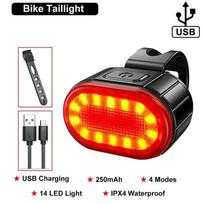 Dviračio žibintai Vandeniui atsparūs LED priekinis ir galinis žibintai LED USB įkraunamas žibintų rinkinys Ryškus žibintuvėlis Saugumo žibintai dviračiui Tailight red