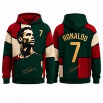 Ronaldo 7 Hoodie Portugalijos įkvėptas grafinis džemperis Futbolo gatvės stiliaus didelio dydžio žiemos laisvalaikio megztinis vyriški drabužiai Hoodie 4XL red