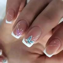24Pcs French Tip Press on Nails Short Coffin False Nails Simple Wearable Fake Nails Frosted Full Cover Press on Nail Tips Art