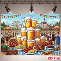 2D flat banner Munich Oktoberfest party decoration banner suitable for Oktoberfest theme party bar decoration background cloth 47.2x31.5inch/120*80cm white