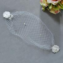 Pearl Birdcage Veil Mesh Wedding Headdress Elegant Bride Veils  Bridal Party Style 4 gray