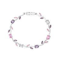 Elegant Copper Zirconia Tulip Bracelet for Women - Versatile and Exquisite Colorful Diamond Design white