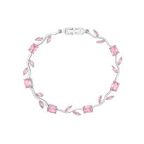 Elegant Copper Zirconia Tulip Bracelet for Women - Versatile and Exquisite Colorful Diamond Design rožinė/sidabras