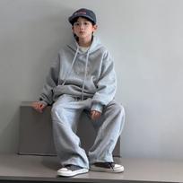 Boys Autumn Sportswear Two Piece Set Hooded Sweatshirt And Pants 150cm pilka