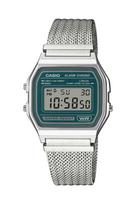 Casio Classic Digital Watch A158WEM-3JF Unisex Stainless Steel Band Dark Green Face Retro Square Alarm Stopwatch 7-Year Battery (A158WEM-3) žalia