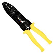 IWISS Cord Screw Crimping Pliers with Open and Insulated Pliers, Electrician's Pliers, Crimping, Stripping, Cutting, (Compatible Barrel, Bare, yellow