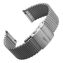 WatchGecko Meliotto Milanese Mesh Stainless Steel Watch Band Double Push Button with Quick Release Spring Bars Silver - - (20mm) gray