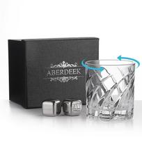 drinks by Rocks glass for birthday promotion retirement 60th birthday Respect for the Aged rotating spin whiskey shochu sake ice cube 285ml [Mix gray