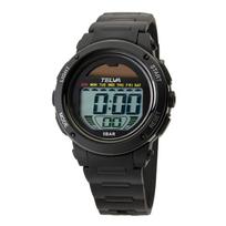 CREPHA Digital Watch TELVA Solar Powered Water Resistant Stopwatch Urethane Strap Black Sports Watch (Klepha) Multi-function (5 ATM) Men's TE-D192-BK juoda