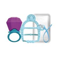 Ange teether 2-piece set, purple (jewel teether), blue (bracelet teether), random delivery (clip), 1 set, Korean baby products white