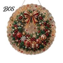 DIY Christmas Craft Supplies Faux Pearl Art Kit, Rhinestone Gem Painting Craft, Santa Tree Holiday Ornaments Stocking Elk Pattern Hanging Suncatcher C black