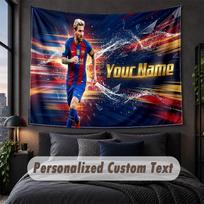 Custom Name Text Tapestry,Lionel Messi Decorative Wall Hanging, Background Tapestry For Home Bedroom 100cmx150cm brown