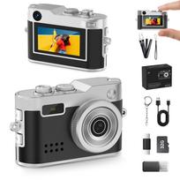 Mini Camera Compact Digital Camera 2MP 1080P Small Lightweight Keychain Set with 32GB Card Included Perfect for Travel Great Birthday Gift Toy Camera gray