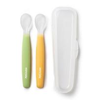 Petit Nube Silicone Baby Food Spoon 2p + Case, GREEN, YELLOW, 1 set, Korean popular tableware white