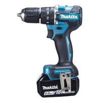 Makita Įkraunamas smūginis gręžtuvas-atsuktuvas 18V6Ah su 2 ir dėklu HP487DRGX Mėlynos baterijos, įkroviklis, mėlyna