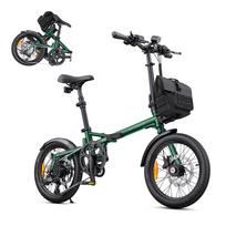 ENGWE Zip Folding Electric Bike 16 Inch 250W Motor 36V 10Ah Removable Battery 25km/h City E-Bike with 7 Speed & Powerbank žalia