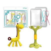 Ange teether 2-piece set, nozzle, giraffe, lip green, random delivery (silicon clip), 1 set, Korean baby products white