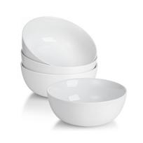 WishDeco 4 baltų dubenėlių rinkinys, 600 ml salotų dubenėlis, ramen dubenėlis, sriubos dubenėlis, 15 cm skersmuo x 6 cm aukštis, galima naudoti mikrobangų krosnelėje ir plauti indaplovėje white