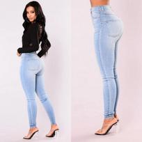 Seksualūs džinsai moterims Džinsiniai siauri kelnės Aukštas juosmuo Tamprios Moteriški džinsai Push Up Leggings Lieknos Kišenės Sagos Pieštuko kelnės Moteriškos kelnės XL gray