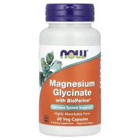 Now Foods Magnio glicinas su BioPerine®, 60 daržovių kapsulių