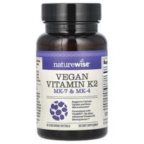 NatureWise, veganiškas vitaminas K2, MK-7 ir MK-4, 90 daržovių minkštųjų gelių