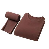Terminiai apatiniai vyrams su flisu pamušalu, bazinio sluoksnio komplektas, žieminiai šilti ilgi apatiniai marškiniai ir kelnės, skirti šaltam orui 4XL brown