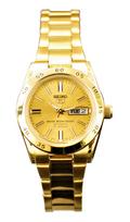 SEIKO 5 Automatic Watch, Gold Dial Stainless Steel Model SYMG44K1, Women's Elegant Everyday Style Watch yellow