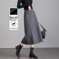 Elegant A-Line Midi Skirt S viržių pilka spalva