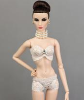 Nėriniuoti apatiniai liemenėlė ir kelnaitės Barbės lėlės drabužiams, 1/6 kelnaitės Blythe 1/6 BJD lėlei, viršinė ir apatiniai Barbės lėlių nameliui