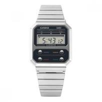 Casio A100we 1adf  A100we 1a  Skaitmeninis kvadratinis vintažinis retro viešas metalinis laikrodis A100WE-1ADF black