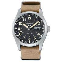 SEIKO 5 Sports serijos Atsparus vandeniui 100 metrų Madingo stiliaus Automatinis/Rankinis mechaninis judėjimas Nailoninis dirželis 39,4 mm Vyriškas laikrodis Juodas ciferblatas SRPG35 juoda