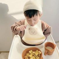 Dottu Dot silicone baby food bib, beige, 1 piece, 1 piece white
