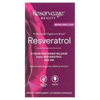 Reserveage Beauty, resveratrolis, 4 valandos ilgalaikio atpalaidavimo, 500 mg, 30 daržovių kapsulių