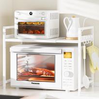 DAIWIN Microwave Toaster Range Telescoping Width Adjustable Shelf Load Capacity Above Sink Kitchen Storage Comes with 4 Hooks Rack, Rack, Rack, gray