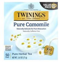 Twinings Pure Chamomile Caffeine-Free Herbal Tea, 50 Tea Bags, 75g (2.65oz) yellow