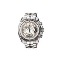 Casio EDIFICE 100 metrų atsparumas vandeniui, pasaulinis laikas, kvarcinis mechanizmas, nerūdijančio plieno apyrankė, japoniškas ir korėjietiškas laikrodis, vyriškas laikrodis, baltas ciferblatas EF-550D-7A balta