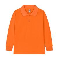 Vaikiški unisex ilgomis rankovėmis polo marškinėliai, mokyklinio stiliaus, grynos medvilnės, su atvartu ir spausdintu dizainu 110 cm orange