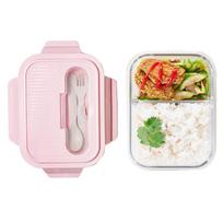 Levis 1000ml Two-Compartment Glass Food Storage Bowl white