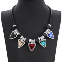 JMXD Hip-Hop Crystal Triangle Choker Chunky Metal Chain Rhinestone Statement Necklace Geometric Bold Gift Punk Jewelry Women black